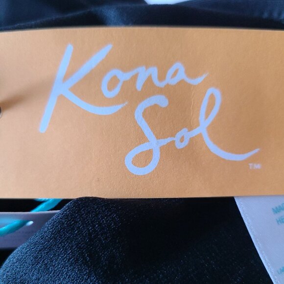 KONA SOL BLACK ASYMMETRICAL SHOULDER RUFFLE HIGH COVERAGE ONE PIECE SIZE 22 W - Picture 3 of 12